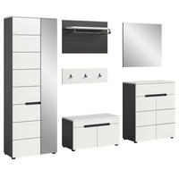 GARDEROBEN-SET 6-teilig in weiß, grau 255 cm, Komplettset mit Soft-Close, Cooper - Schwarz/Weiß, Glas/Holzwerkstoff (255/190/37cm) - Inn.Furn