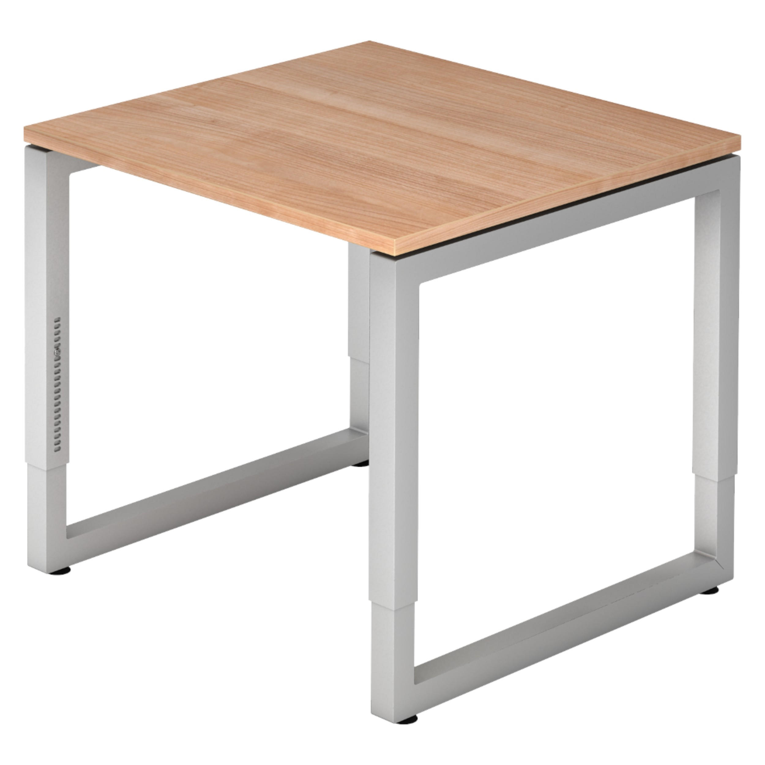 SCHREIBTISCH Serie-R 80/80/74 cm in Nussbaumfarben/Silberfarben - Silberfarben/Nussbaumfarben, Holzwerkstoff (80/80/74cm) - bümö