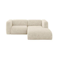 ECKSOFA Ottomane Rechts MIRA-L1 227x179x89 Creme Velours - Creme/Schwarz, Holzwerkstoff/Kunststoff (227/179cm) - ALTDECOR