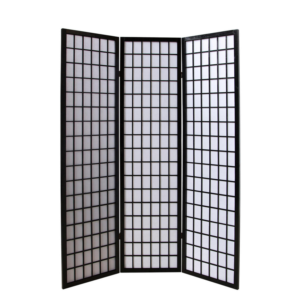 PARAVENT 3-tlg. 132/175 cm Schwarz Shoji - Schwarz, Holz (132/175/2cm) - Homestyle4u