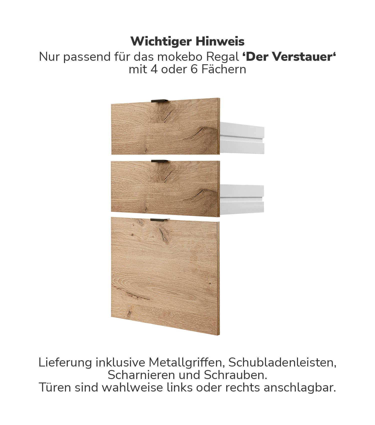 REGALEINSATZ Die Aufgeräumten - Eichefarben/Anthrazit, Holzwerkstoff (41/68/2cm) - Mokebo