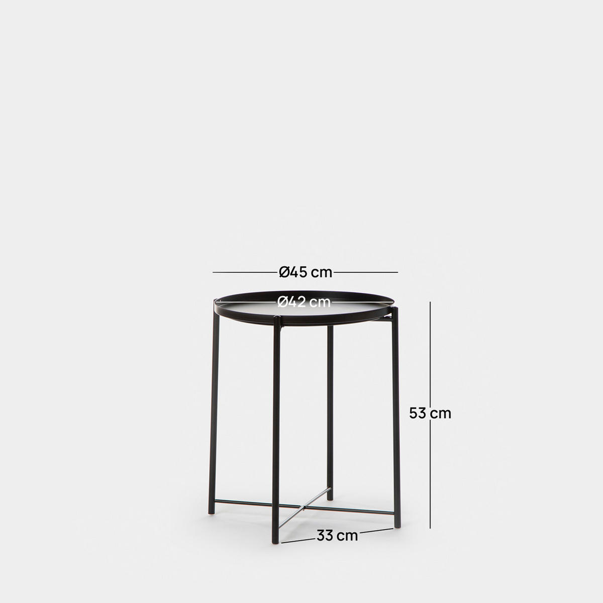 BEISTELLTISCH Maika Schwarz 42 cm x 52 cm - Schwarz, Metall (42/42/52cm) - Klast Home