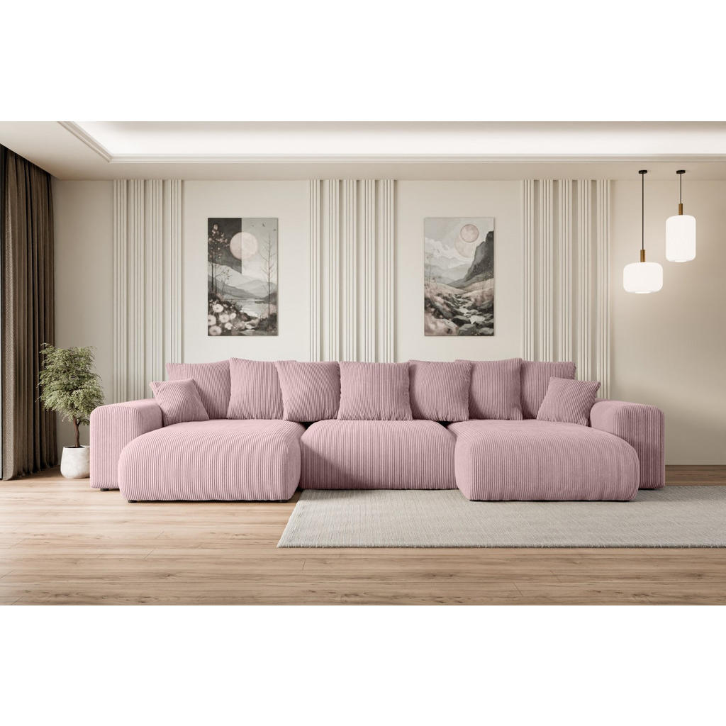 Thumbnail - Altdecor Wohnlandschaft, Rosa, Textil, 6-Sitzer, 352x84x165 cm, Wohnzimmer, Sofas & Couches, Wohnlandschaften, Wohnlands...