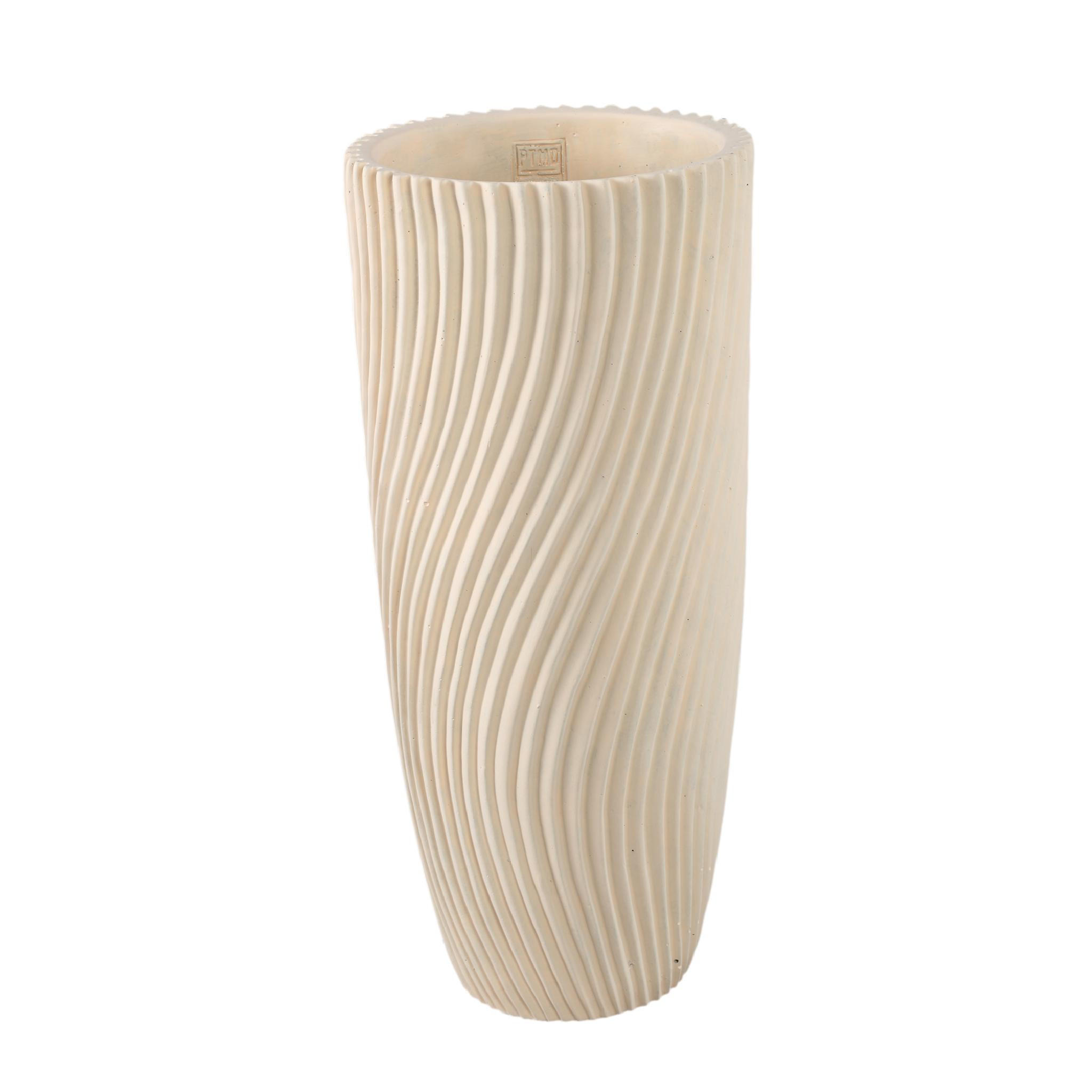 VASE Lianna Beige 22/22/50cm - Beige, Stein (50cm) - PTMD Collection