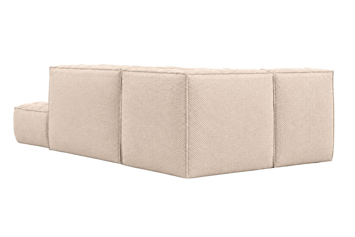 ROHOVÁ SEDAČKA modulární ve tvaru L s taburetem, plyšová tkanina Pop, Krémová, Pravá strana, LAZY L s taburetem - krémová, dřevo (333/173cm) - Kaiser Möbel