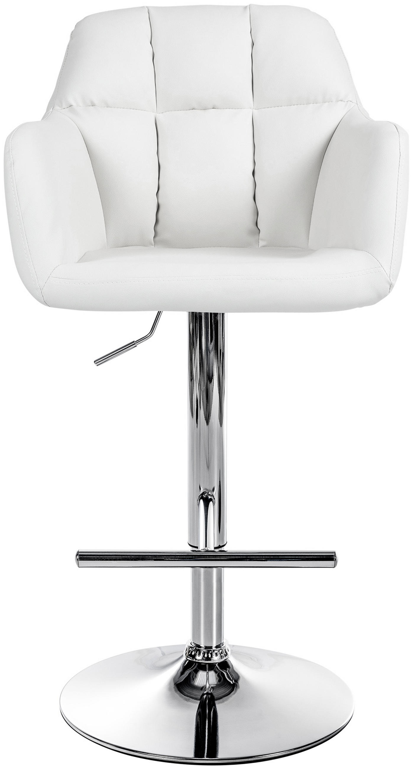 BARHOCKER Nardo Kunstleder chrom weiß - Chromfarben/Weiß, Kunststoff/Metall (57/118/59cm) - TPFLiving