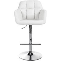 BARHOCKER Nardo Kunstleder chrom weiß - Chromfarben/Weiß, Kunststoff/Metall (57/118/59cm) - TPFLiving