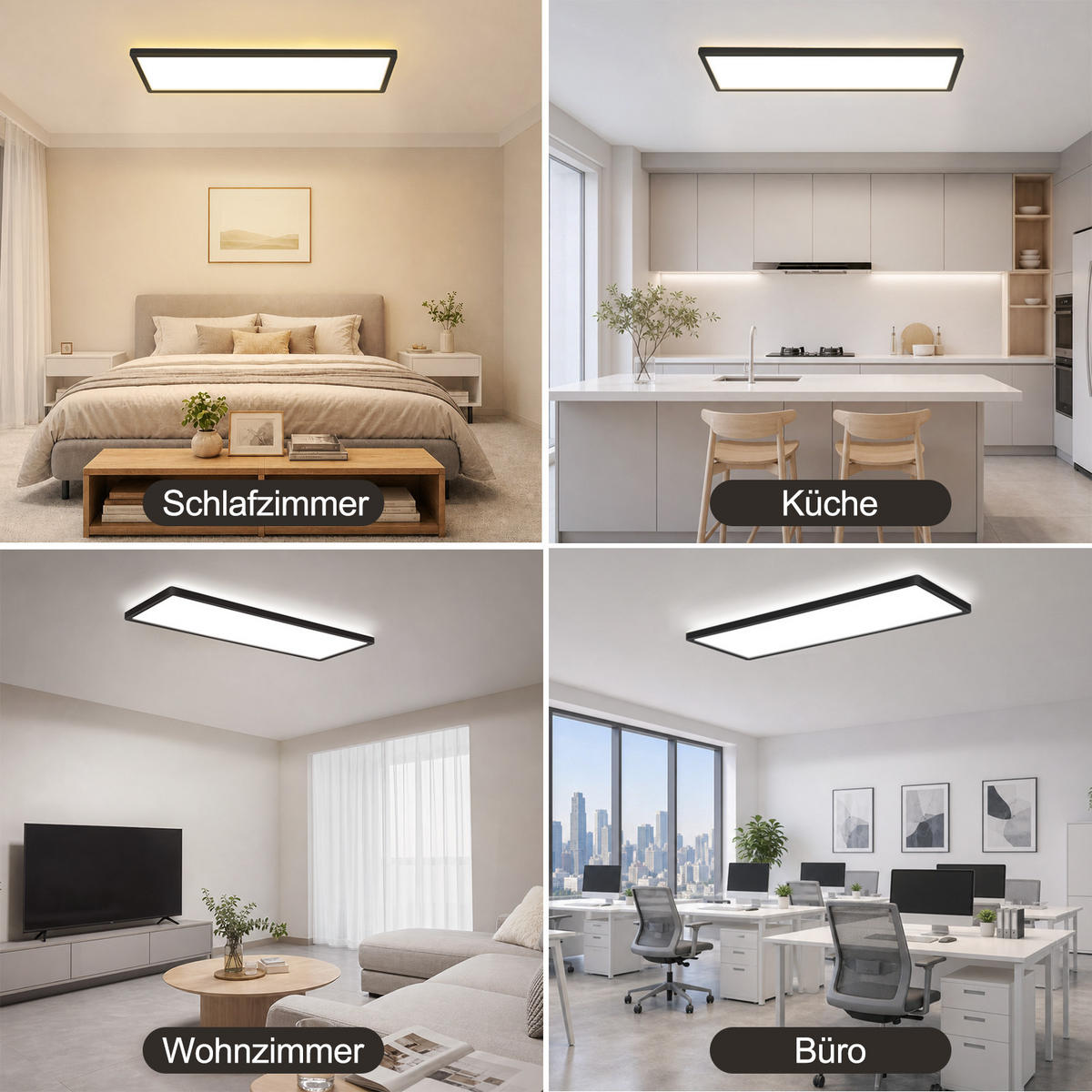 LED DECKENLEUCHTE Vexith 58/20/3.1 cm - Schwarz, Kunststoff (58/20/3.1cm) - ZMH