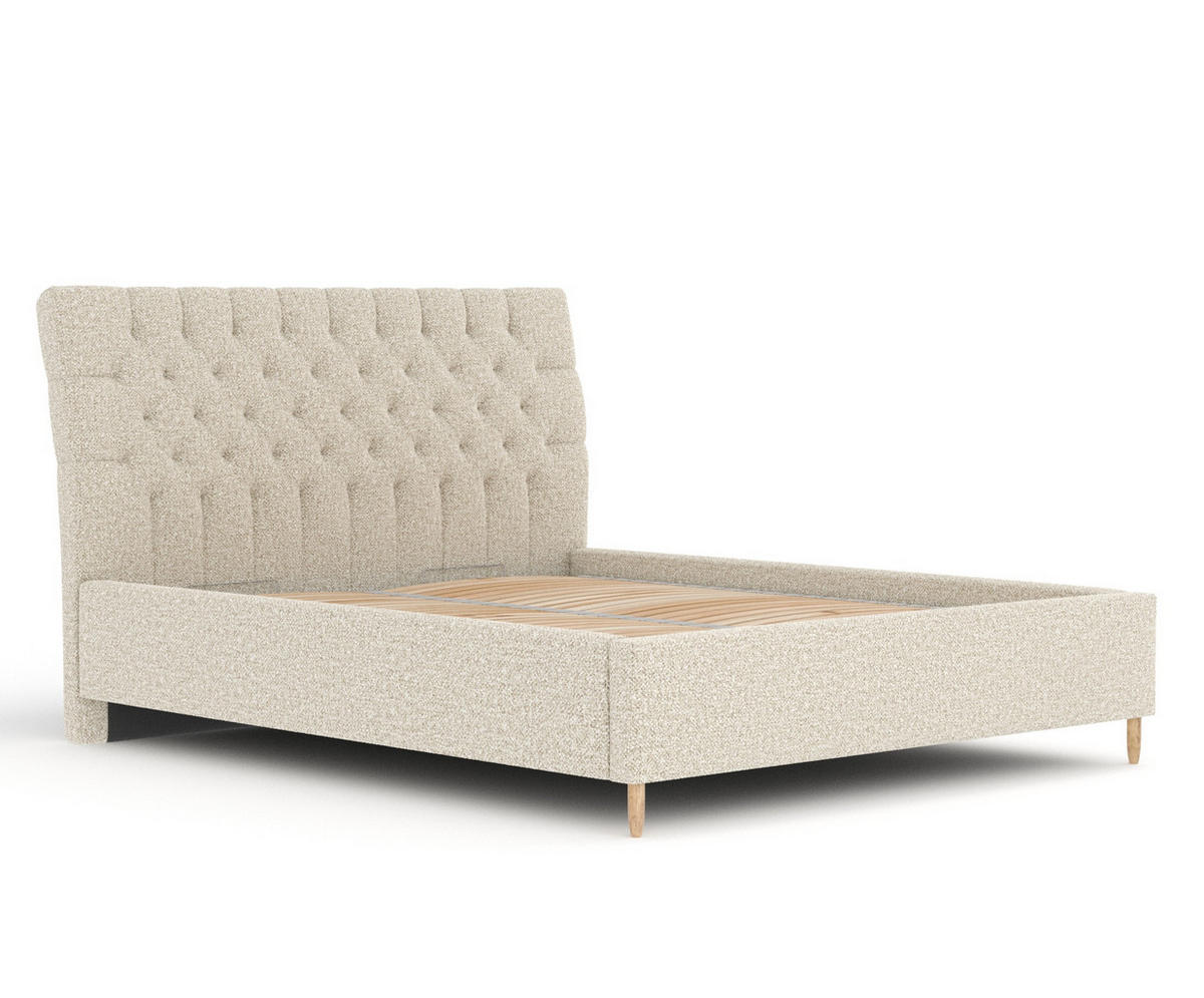 POLSTERBETT Vezzola Beige 160/200 cm im Plüsch-Stoff - Beige/Naturfarben, Holz/Holzwerkstoff (160/200cm) - Maison de Reve