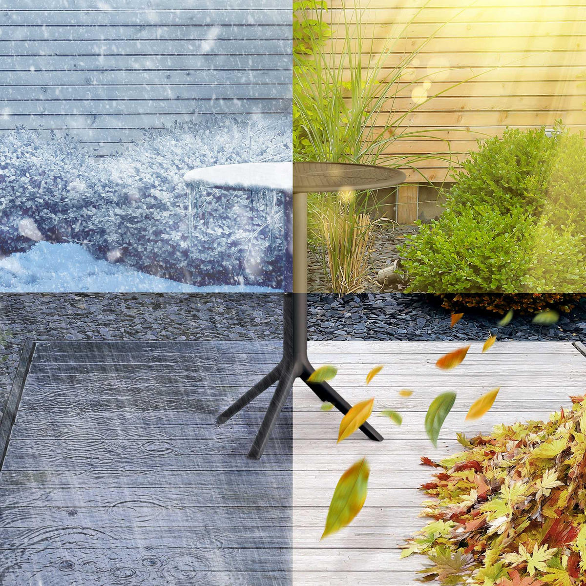 GARTENTISCH rund Kunststoff schwarz - Schwarz, Kunststoff (60/60/76cm) - CLP