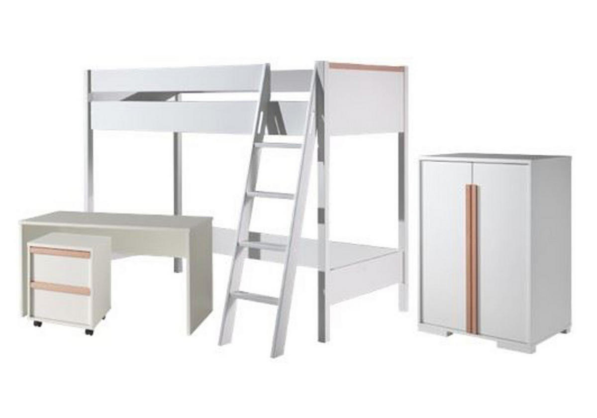 KINDERZIMMER Set Kariotta 3 Holzwerkstoff + Massivholz Weiß/Buche - Weiß, Holz (230/160/130cm) - 58aufmkessel