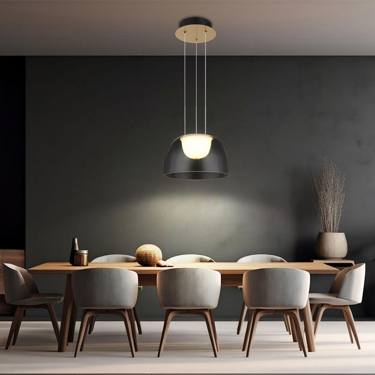 LED HÄNGELEUCHTE JOCKY Glas Messing - Messingfarben, Glas (23/23/120cm) - Globo Lighting