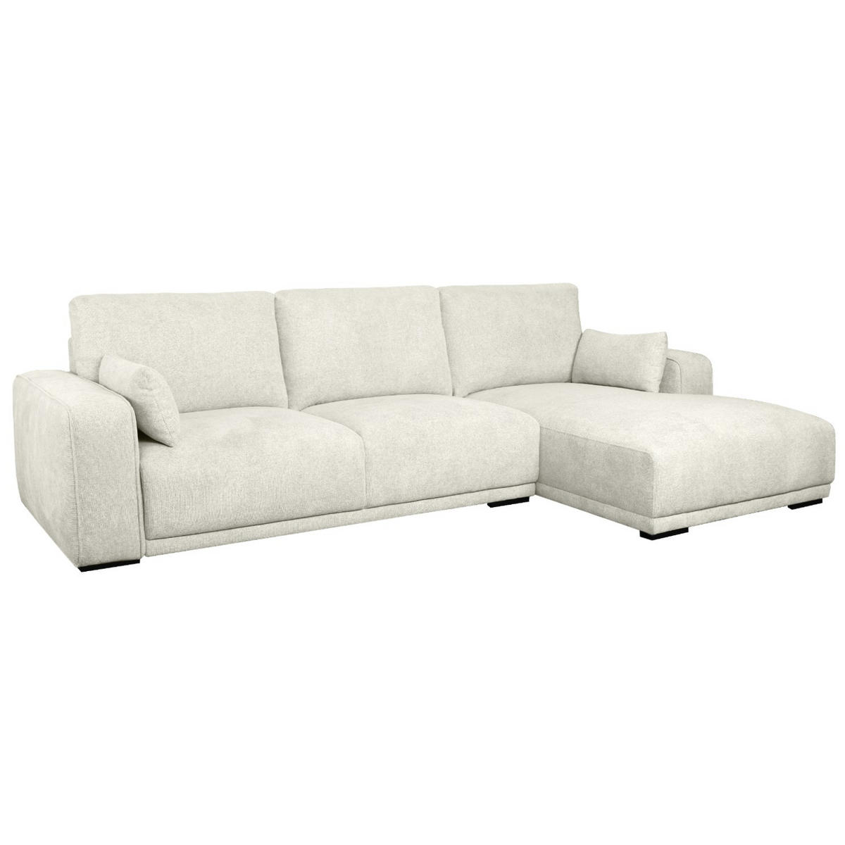 ECKSOFA Webstoff Sand - Beige/Schwarz, Holz/Textil (305/105cm) - Furnhouse