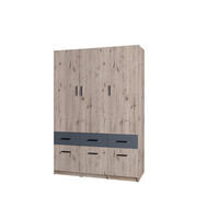 KLEIDERSCHRANK SOLENA 04 - 136×197,6×53,6 cm 3 Türen & 6 Schubladen Wellington Eiche - Eichefarben, Holz/Holzwerkstoff (136/197.6/53.6cm) - Milaros Markt