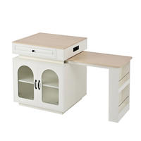BARTISCH 128–200×71×92 cm aus MDF+Glas mit Riffelglas, LED & USB-Ladestation, weiß - Weiß, Holzwerkstoff (200/71/92cm) - Luhomfu