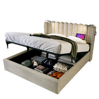 POLSTERBETT 140/200 cm Beige mit Bettkasten, Leselicht, USB und Matratze - Beige, Textil (140/200cm) - Flora Grace