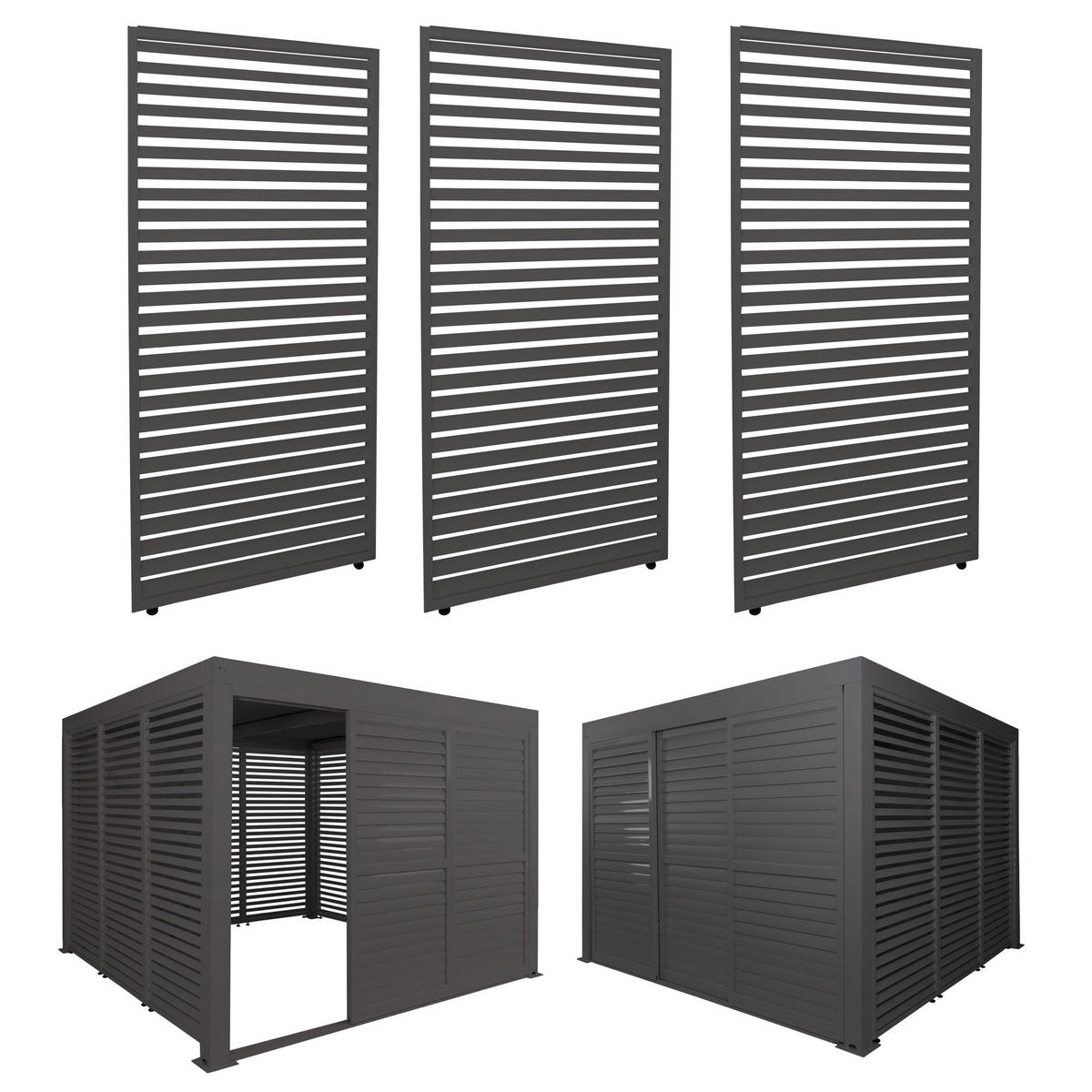 PANEELE FÜR PERGOLA 3ER-SET Anthrazit 3er-Set-Set - Anthrazit, Metall (271/204/4cm) - MCW