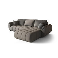 ECKSOFA TOKYO PREMIUM mit Schlaffunktion, Stoff WIND, Stahl, Rechts - Grau, Holz (280/190cm) - Kaiser Möbel