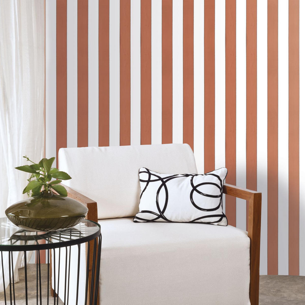 TAPETE Streifen 53 cm x 10.05 m - Terracotta, Papier (53/0.1cm) - Sanders & Sanders