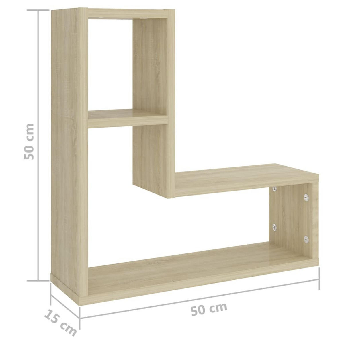 WANDREGALESET L-Form 2-tlg. 50/15/50 cm aus Holzwerkstoff Sonoma-Eiche Dekor - Sonoma Eiche, Holz (50/50/15cm) - vidaXL