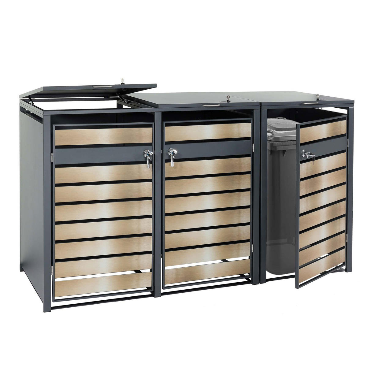 3ER MÜLLTONNENVERKLEIDUNG Gold - Goldfarben, Metall (200/117/80cm) - MCW