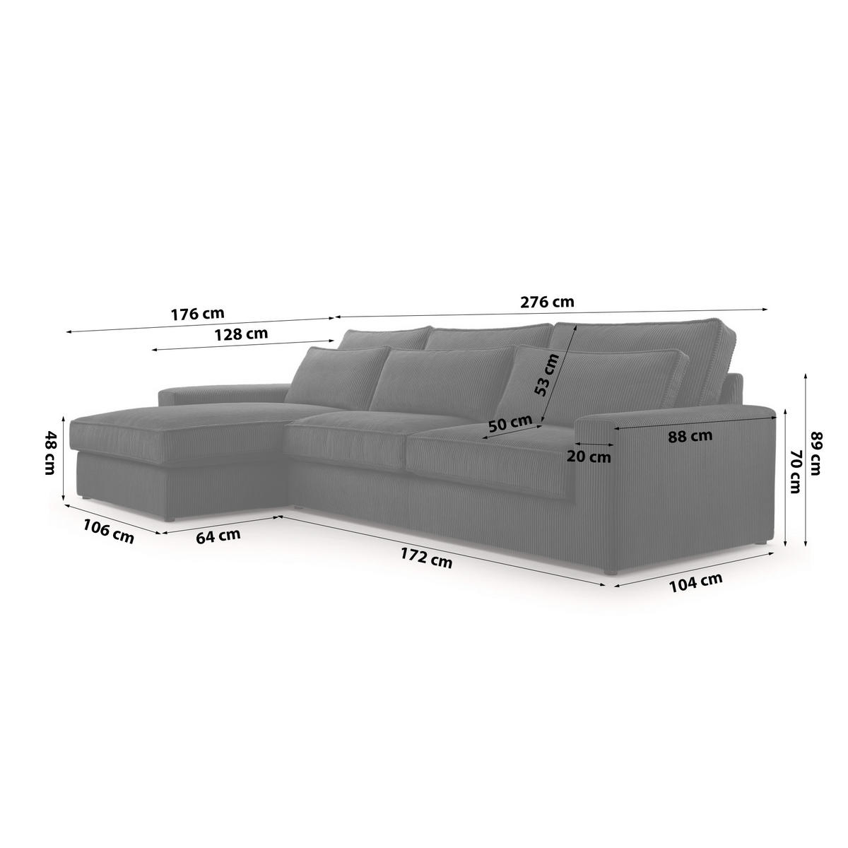 ECKSOFA 4 Sitzer Medan Mini, Schwarz - Schwarz, Textil (276/176cm) - Fedve