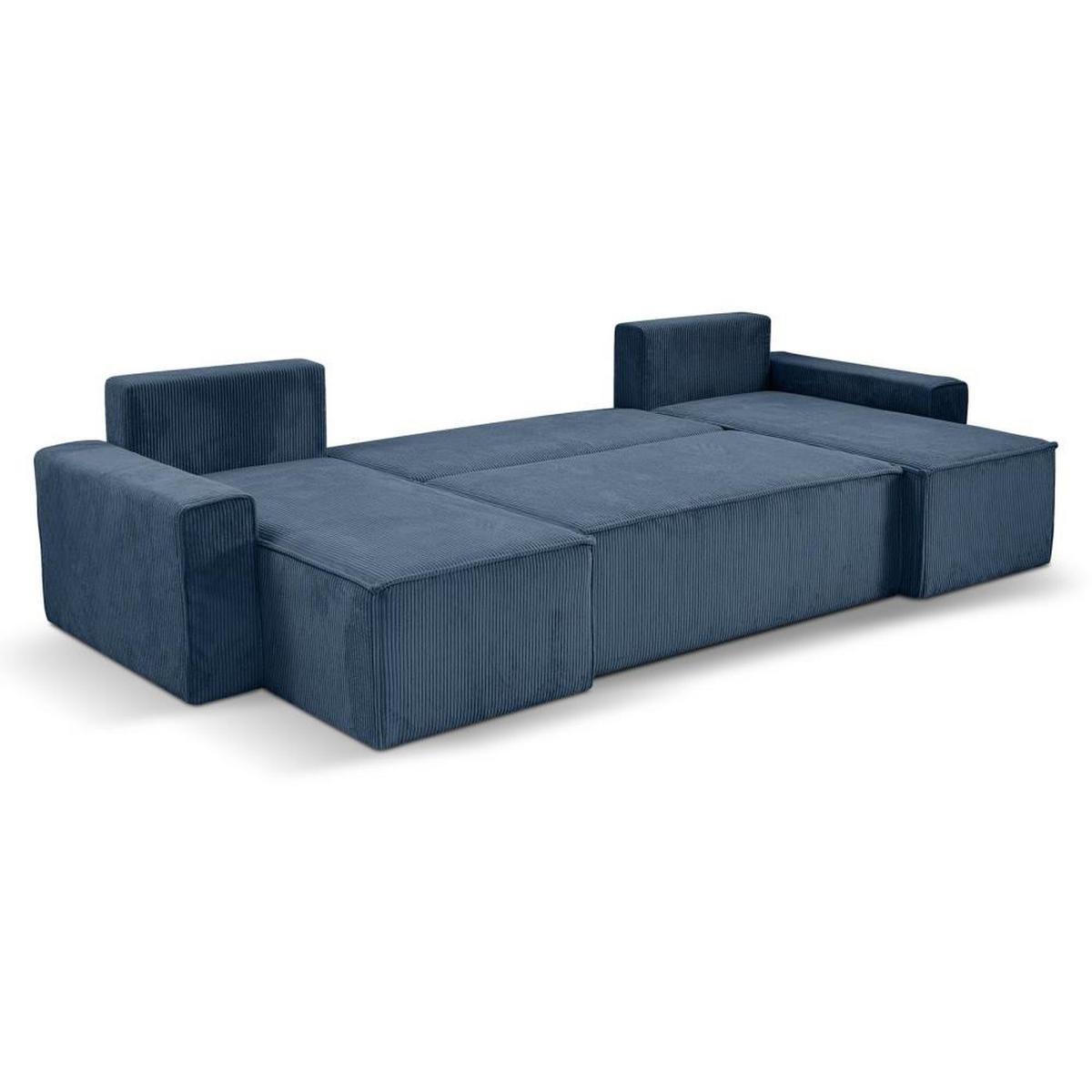 WOHNLANDSCHAFT Hektor U mit Schlaffunktion dunkelblau - Schwarz/Dunkelblau, Kunststoff/Textil (318/94/152cm) - Beautysofa