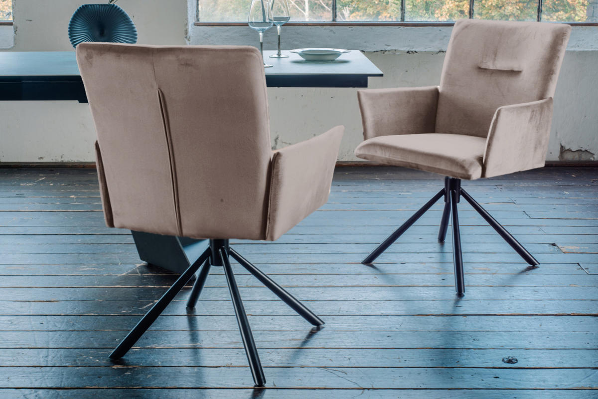 ESSZIMMERSTUHL KYRA Taupe Velvet - Taupe/Schwarz, Kunststoff/Textil (64/88/61cm) - KAWOLA