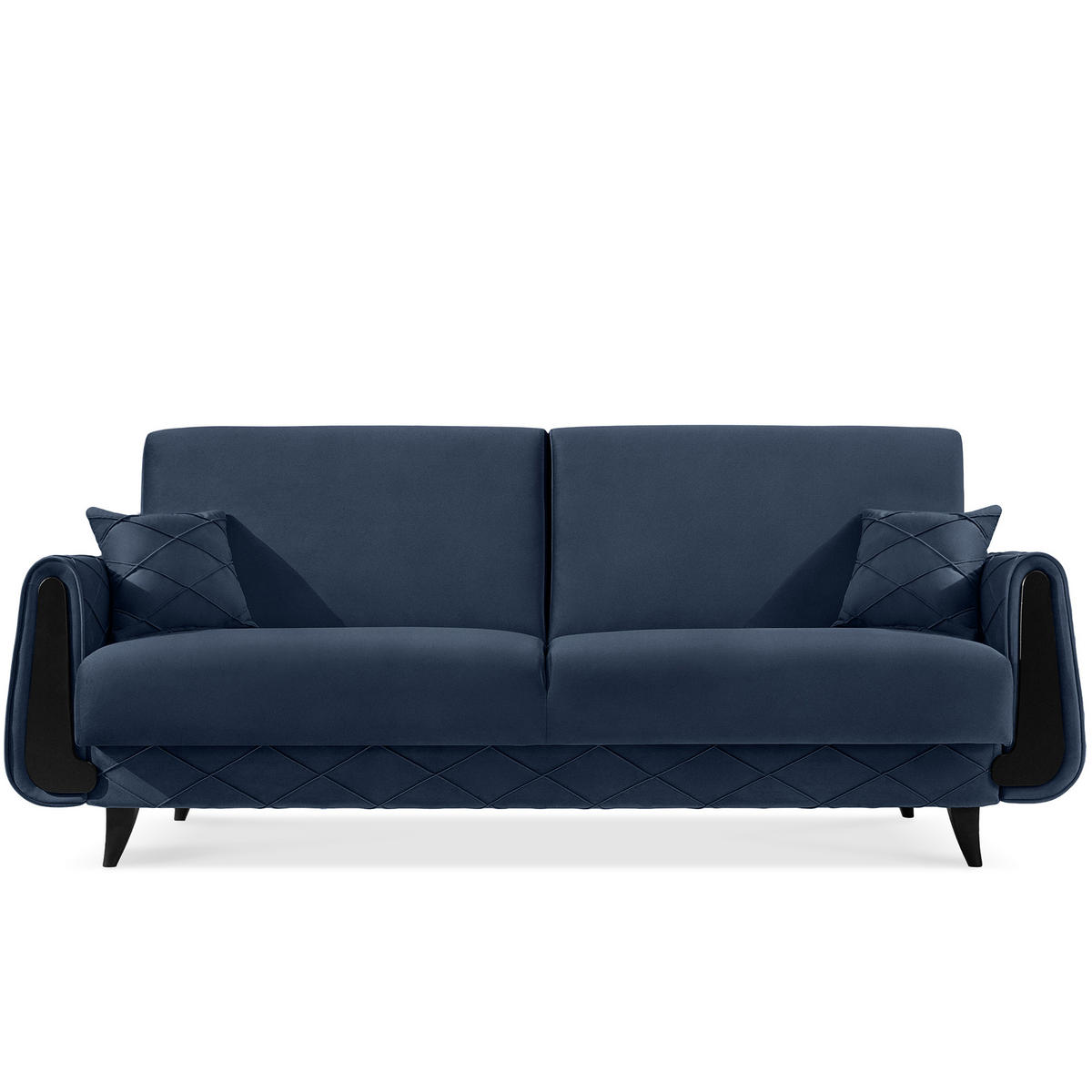 3-SITZER-SOFA GUSTAVO III Sofa 3 Velours, Dunkelblau - Dunkelblau, Holz/Holzwerkstoff (230/98/98cm) - KONSIMO®