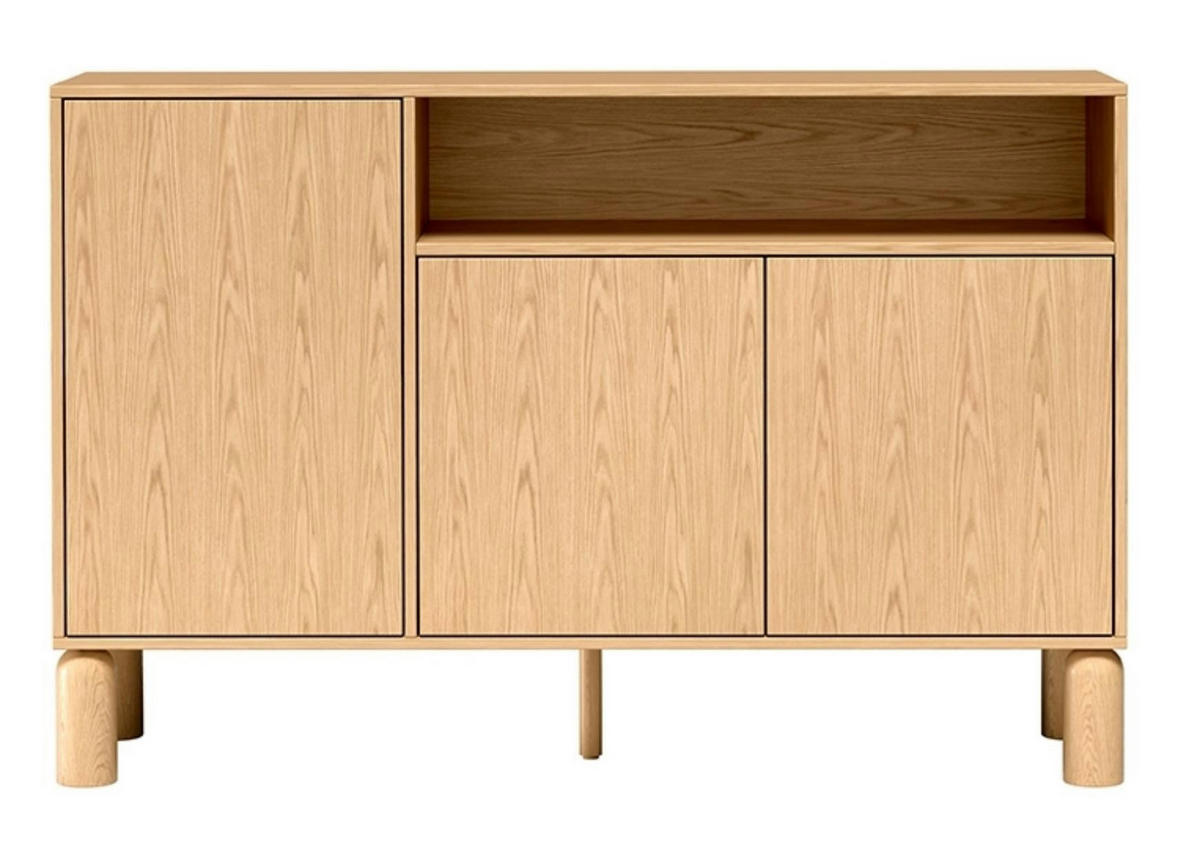 KOMMODE Sanden Eiche, dreitürige Sideboard - Eichefarben, Holzwerkstoff (140/92/41cm) - Bettso