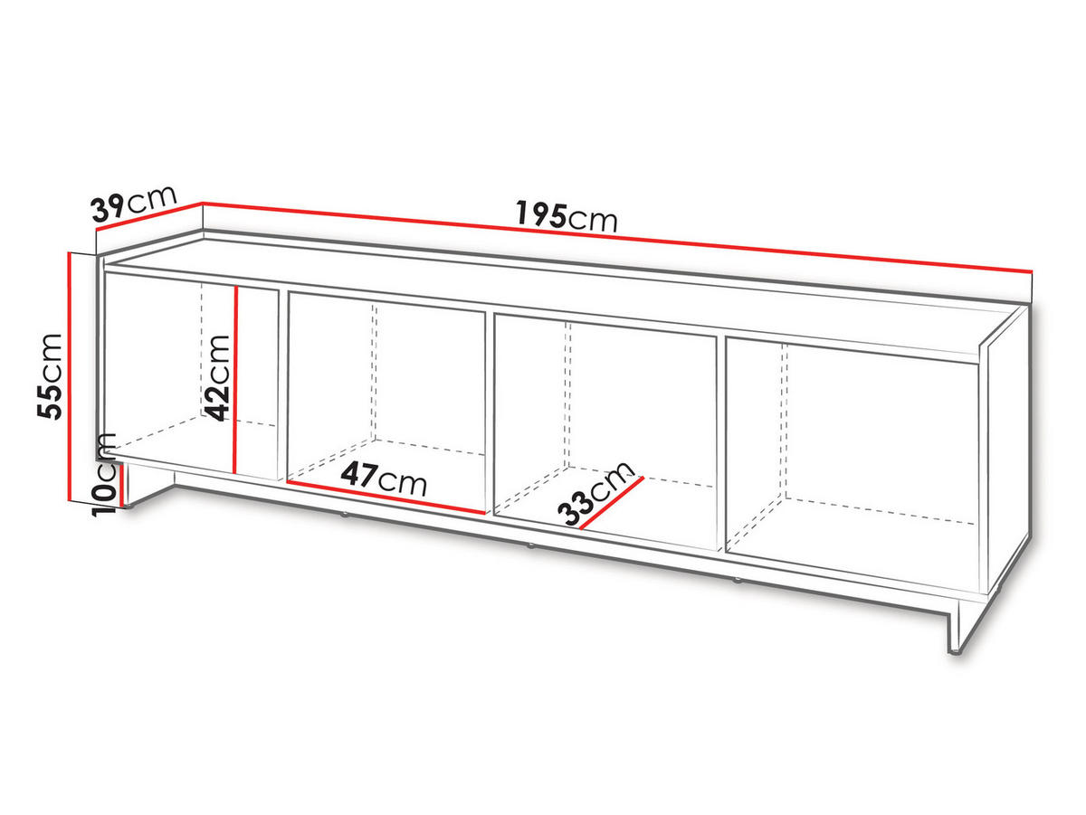 TV-LOWBOARD Yasumi 195 - Nussbaumfarben/Schwarz, Holzwerkstoff/Kunststoff (195/55/39cm) - MIRJAN24