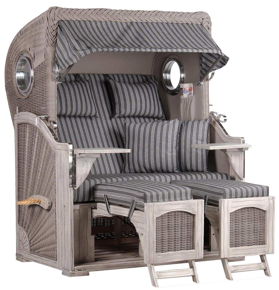 STRANDKORB Düne Koboo Grau Bullaugen - Braun/Grau, Metall (125/170/80cm) - Mr. Deko