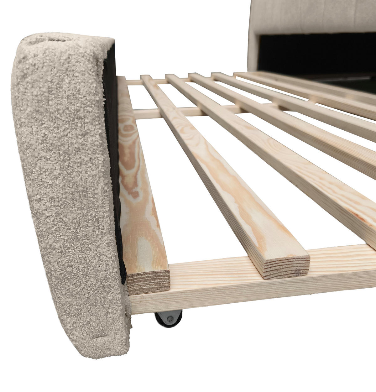 POLSTER-KINDERBETT LUKA 90x200 cm, rechts, mit Ausziehbett – Beige - Beige, Textil