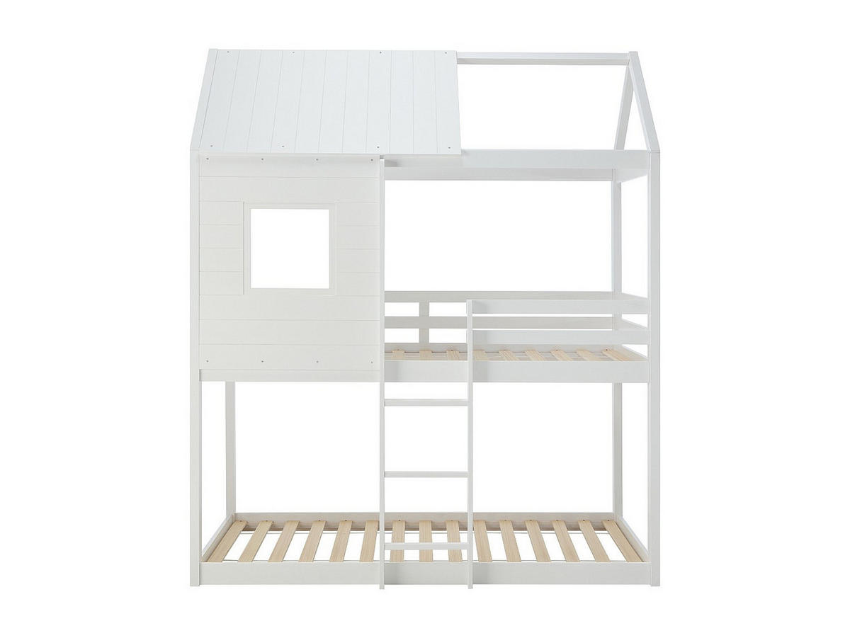HAUSBETT - 2 Personen - Holz, Platte, Holz, Platte - Weiß - - Weiß, Holz (90/190cm) - Vente-Unique