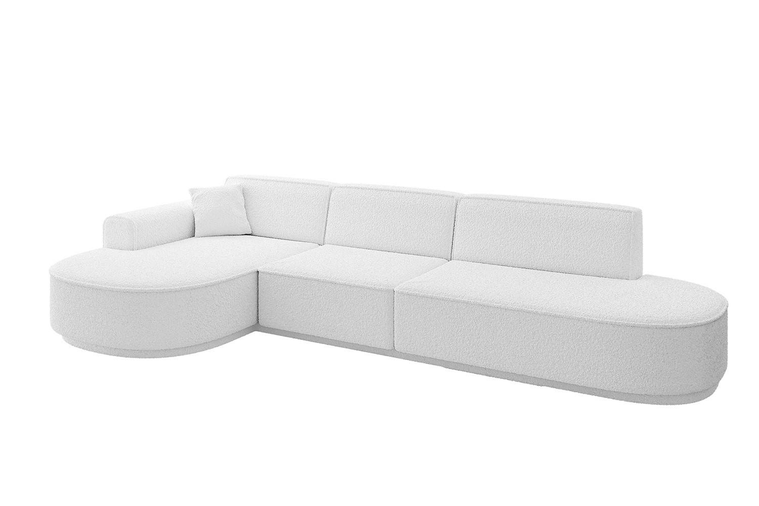 ECKSOFA Ottomane Links MARI-L2-v3 - 328x171x83 cm Weiß Bouclé - Schwarz/Weiß, Holzwerkstoff/Kunststoff (328/171cm) - ALTDECOR