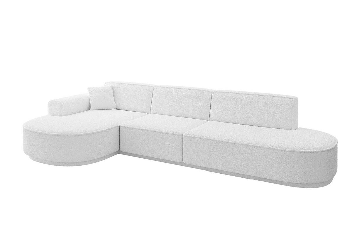 ECKSOFA Ottomane Links MARI-L2 - 317x163x73,5 cm Weiß Bouclé - Schwarz/Weiß, Holzwerkstoff/Kunststoff (165/321cm) - ALTDECOR