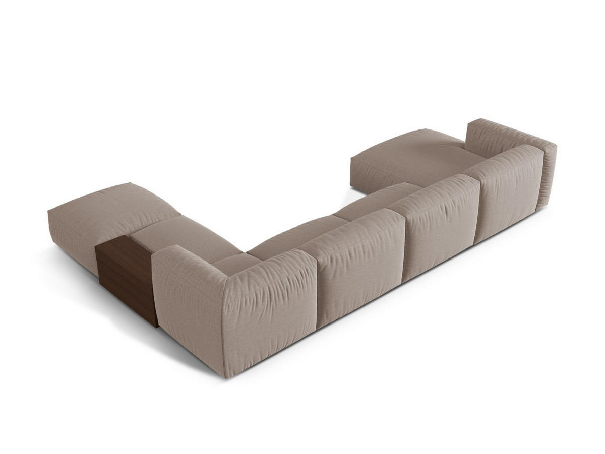 PANORAMASOFA modular rechts Martina aus strukturiertem Stoff dunkelbeige 5 Sitzplätze - Mokka, Textil (406/75/280cm) - Micadoni