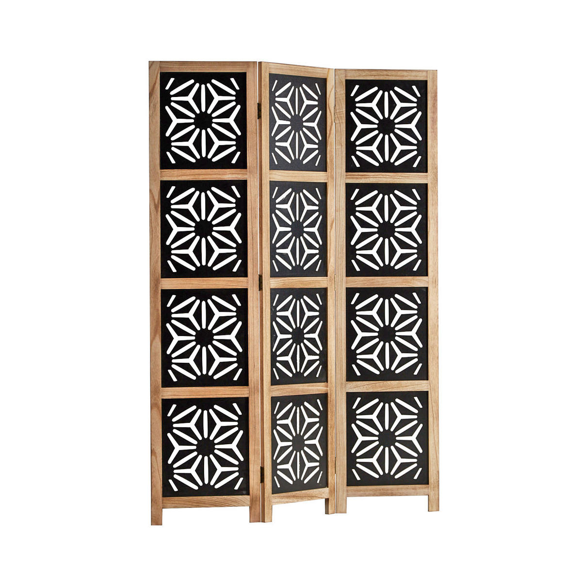 PARAVENT 3-tlg. 120/170 cm Braun Holz-Ornamentik - Braun, Holz (120/170/2cm) - Homestyle4u