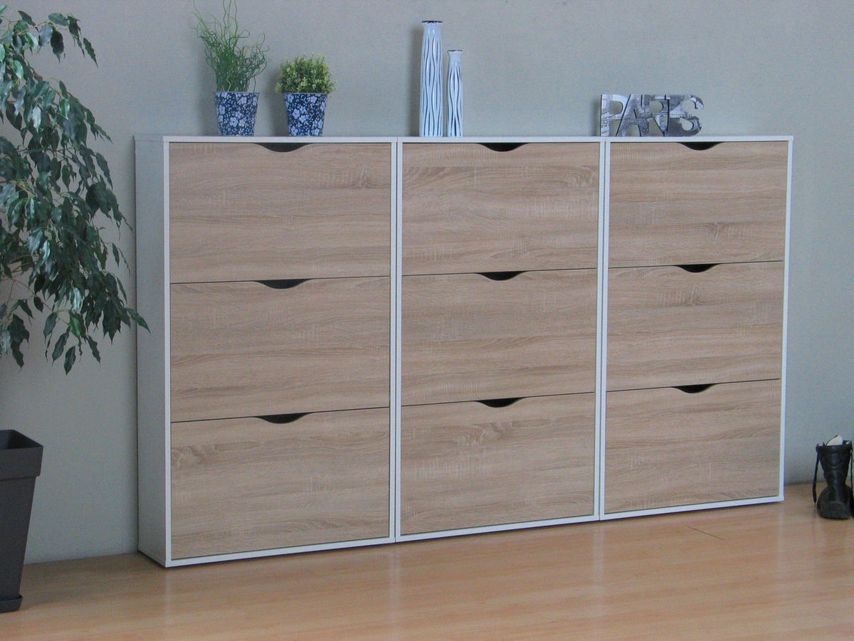 SCHUHSCHRANK weiß - Weiß, Holzwerkstoff (211/139/24cm) - ebuy24