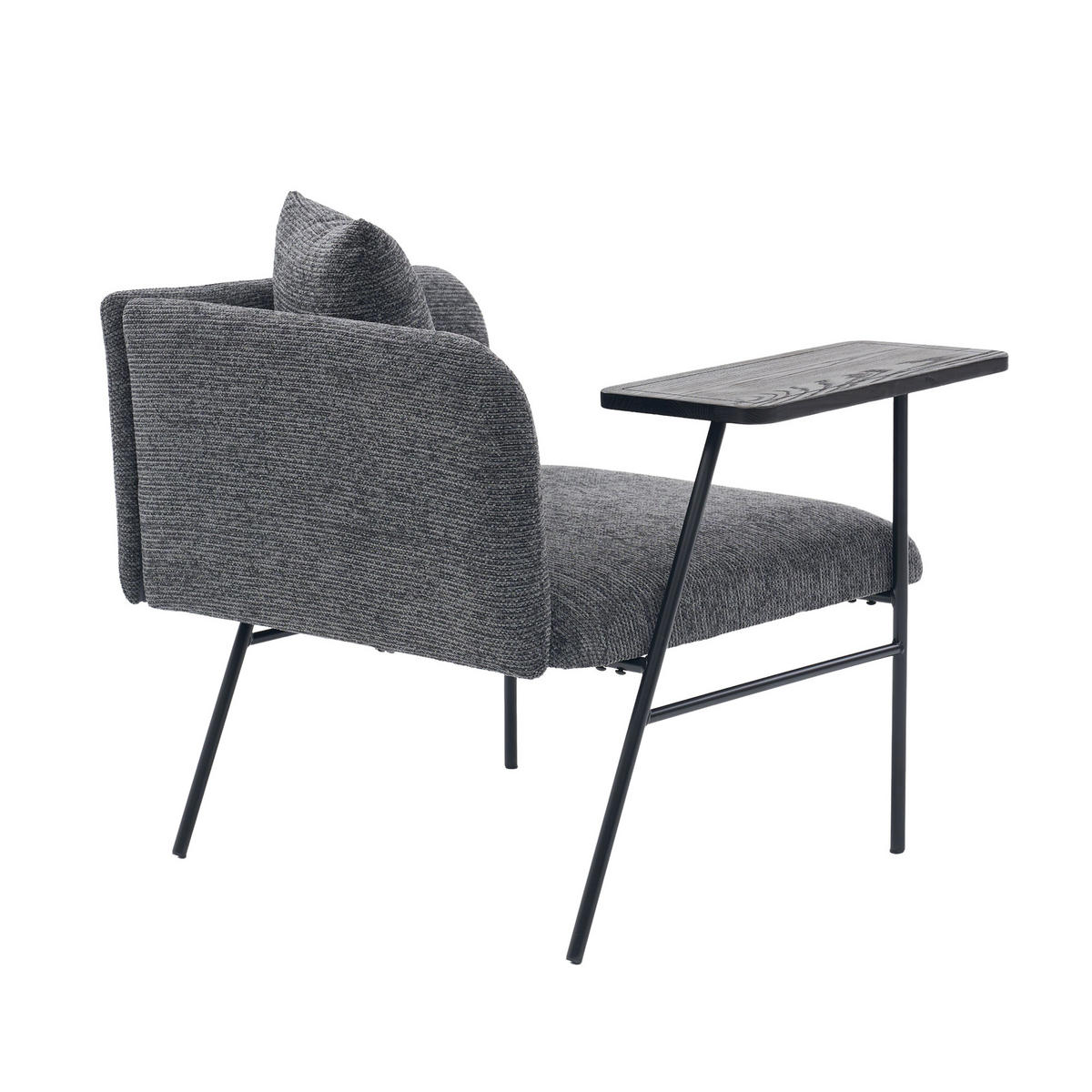 SESSEL mit Beistelltisch und Staufächern, DE-42265, Dunkelgrau - Dunkelgrau, Metall (86/71/72cm) - ComfortXL