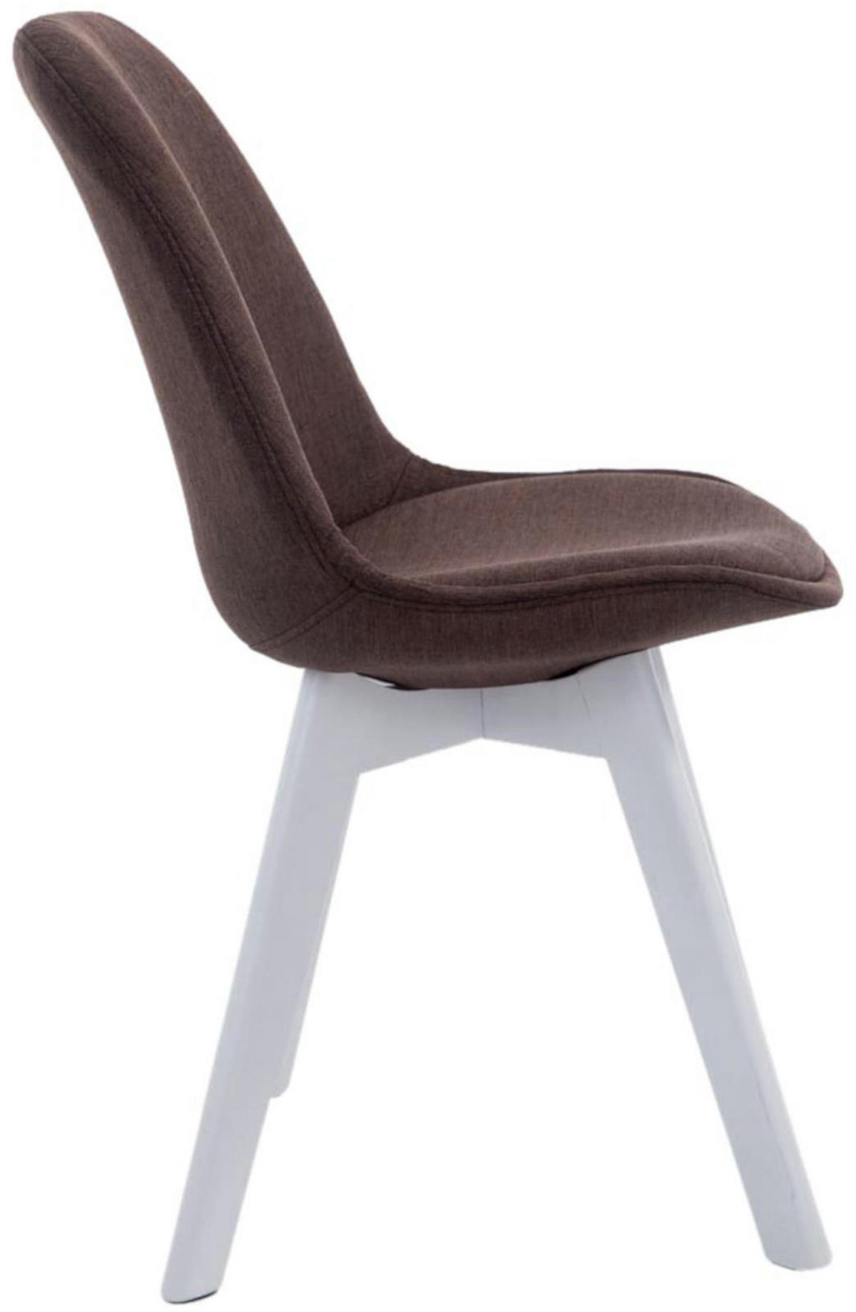 STUHL 4er Set Stoff braun - Weiß/Braun, Holz/Textil (48/84/55cm) - CLP