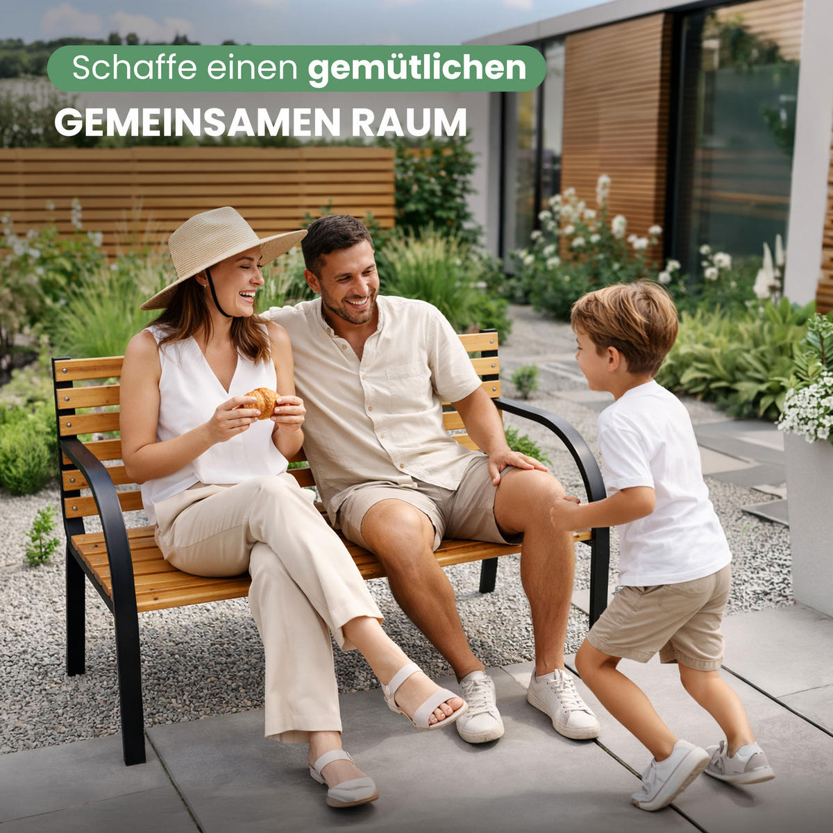 GARTENBANK DALIA Schwarz, Braun 122 x 82 x 58 cm - Schwarz/Braun, Holz/Metall (122/82/58cm) - Akord