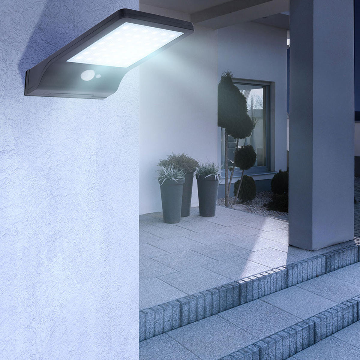 LED AUSSENLEUCHTE Solar Schwarz - Schwarz, Kunststoff (19.2/11/3cm) - Globo Lighting