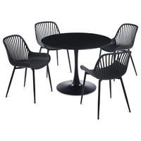 ESSGRUPPE LOIRE/VERDE 5er Set schwarz - Schwarz, Holzwerkstoff - IDIMEX