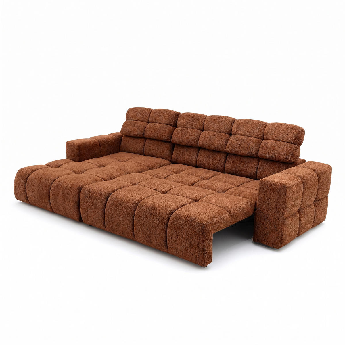 ECKSOFA TENDER Links mit Schlaffunktion und Verstellbare Kopfstützen, Chenille terrakotta - Terracotta/Schwarz, Holz/Kunststoff (315/176cm) - Muffo