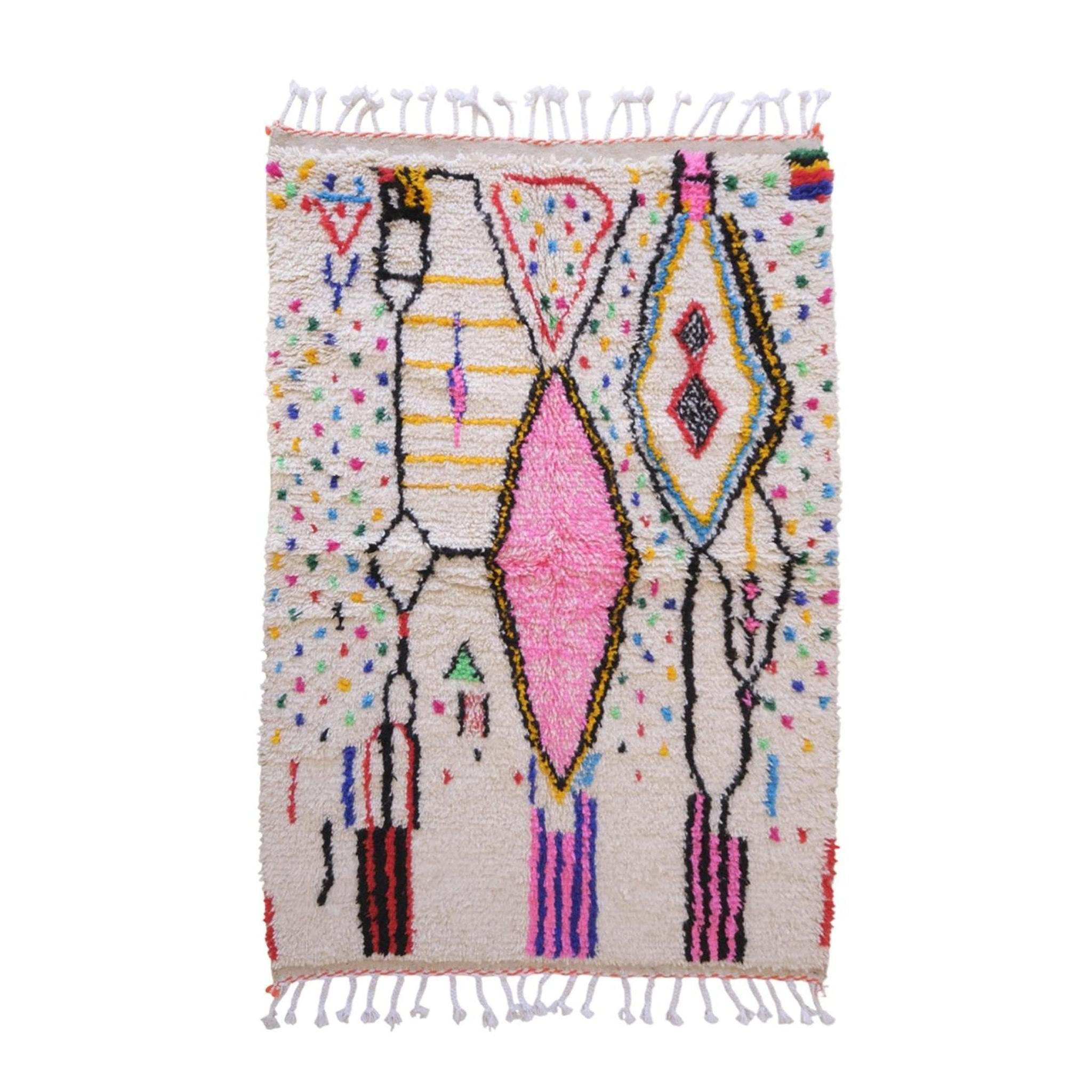 BERBERTEPPICH aus Marokko aus Wolle pop 200x 300 cm - Multicolor, Naturmaterialien (200/300cm) - AFK Living