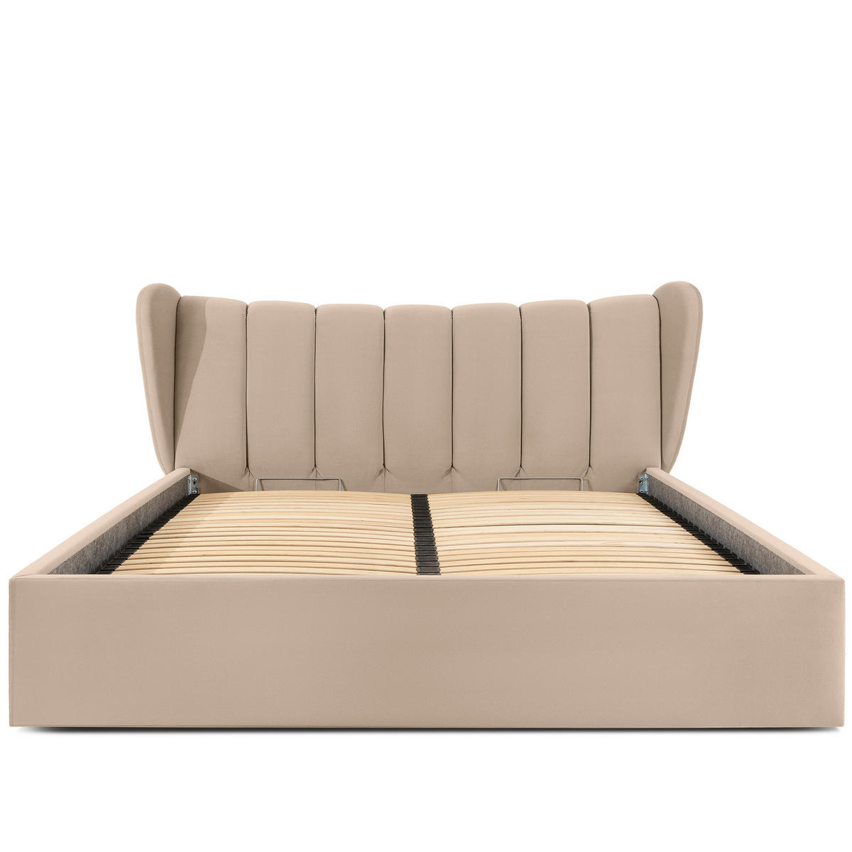 POLSTERBETT GIZO, Muschel-Design - Beige/Schwarz, Holz/Holzwerkstoff (202/204cm) - KONSIMO®