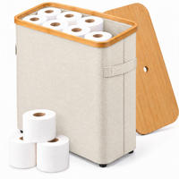 TOILETTENPAPIERBOX Beige Bambus 24 Rollen - Beige, Holz/Kunststoff (45/72/30cm) - Relaxdays
