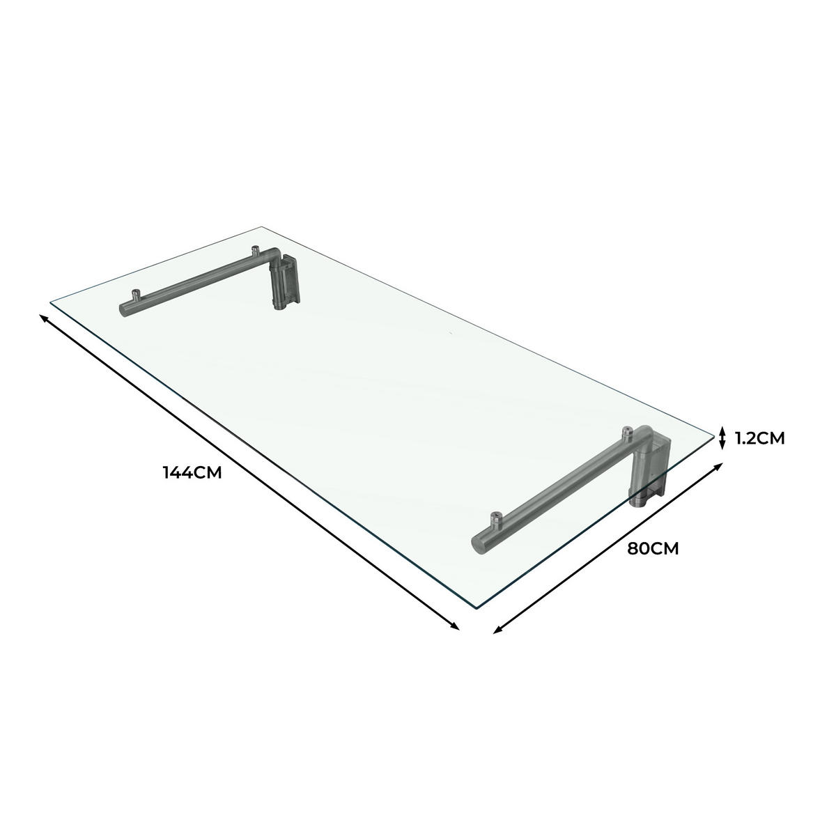 VORDACH & Halterungen, Glas, 144cm B, 80cm T - Silberfarben, Glas (70/20/20cm) - Monstershop