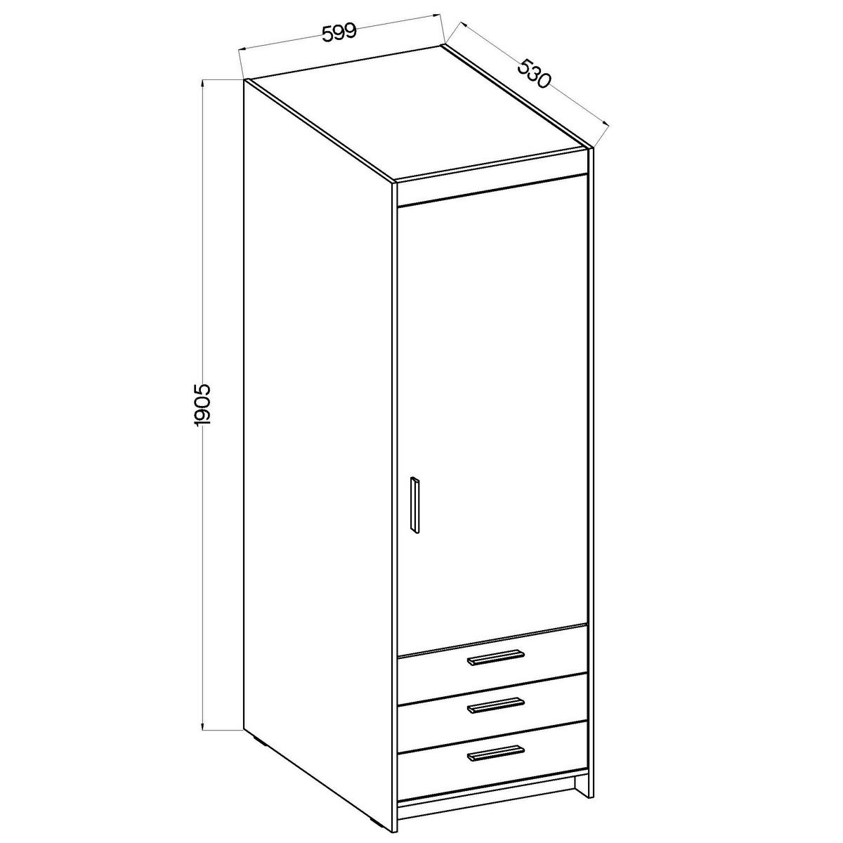 DREHTÜRENSCHRANK ELENORA 59,9/190,5/53cm 1-türig Braun - Braun, Holzwerkstoff (59.9/190.5/53cm) - MASSENO